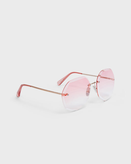 ALDO Rimless Pink heptagonal Sunglasses