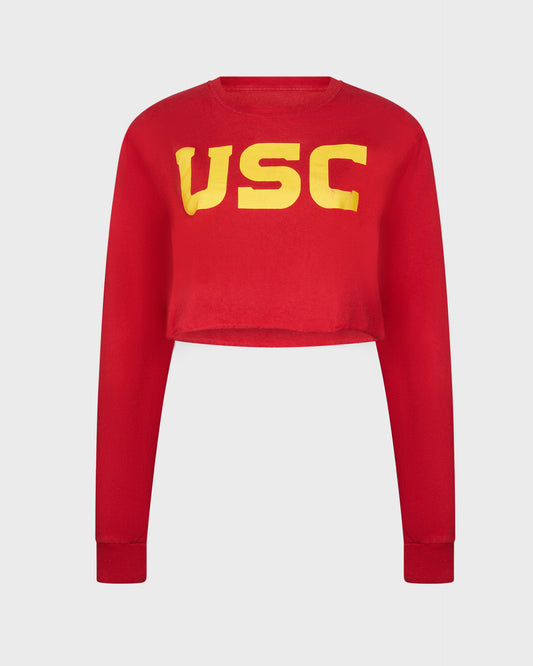Authentic Apparel USC Printed Long Sleeve Cropped T-shirt