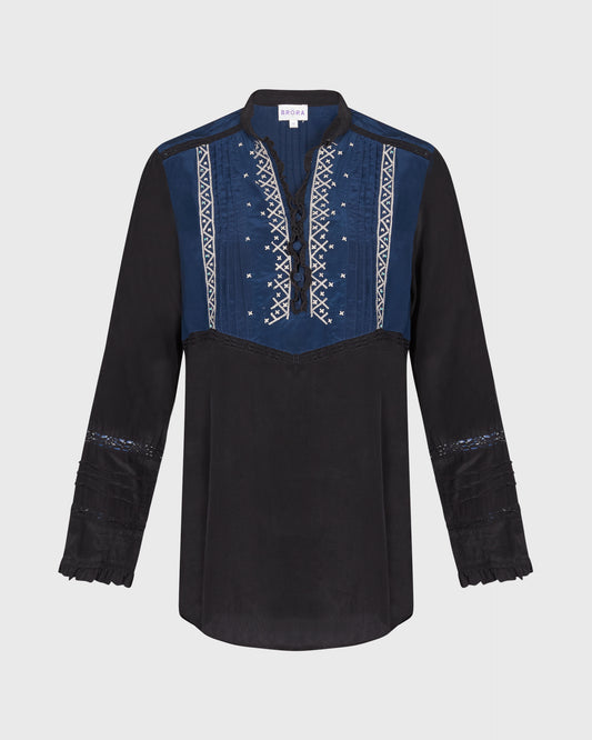 Brora Black Panelled Blouse