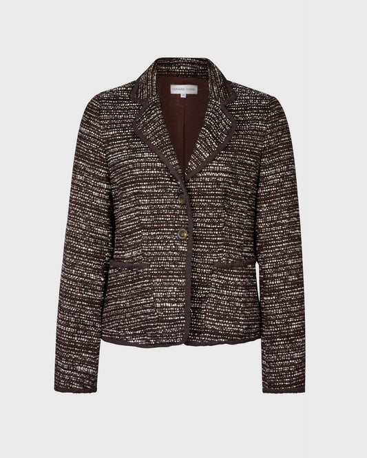 Gerard Darel Chiffon Piping Detail Tweed Blazer