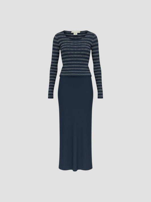 Fenn Wright and Manson Two Piece Striped Top And Skirt