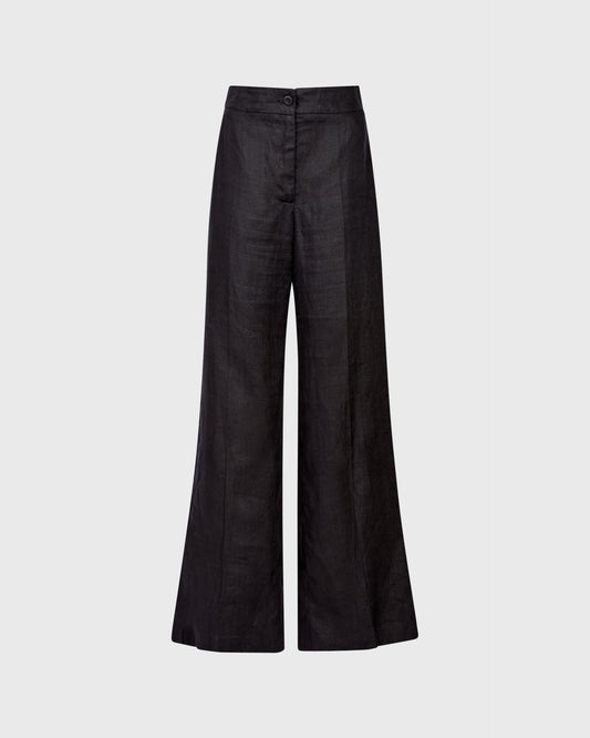 Helen McAlinden High Waisted Flared Linen Trousers