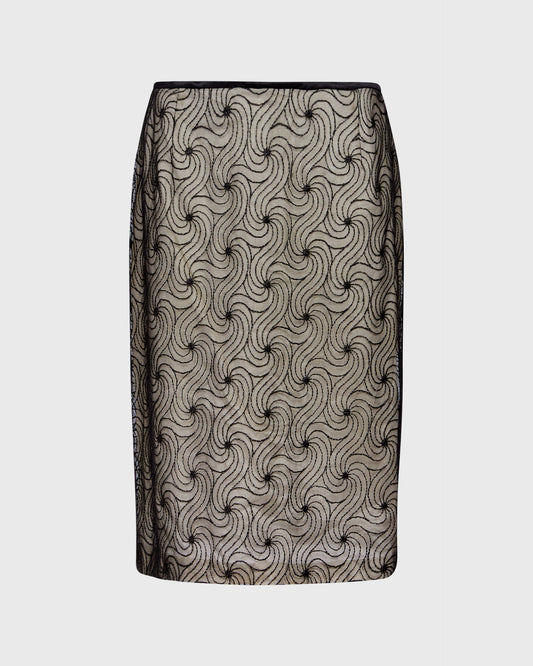 Max Mara Embroidered Mesh Skirt With Nude Lining