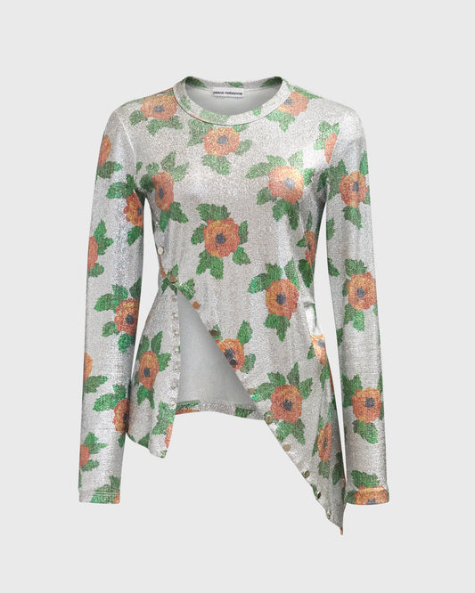 Paco Rabanne Floral Button Detailed Long Sleeve Top