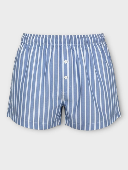 Monki Blue & White Striped Boxer Style Shorts