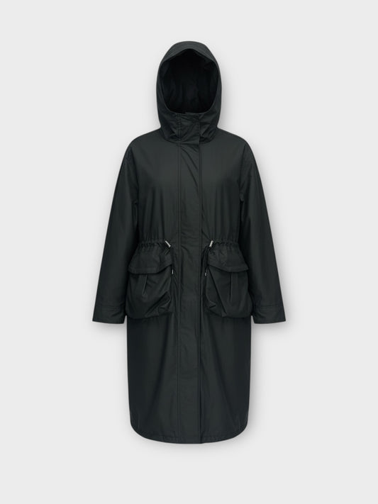 Zara Brown Waxed Rain Coat with Hood