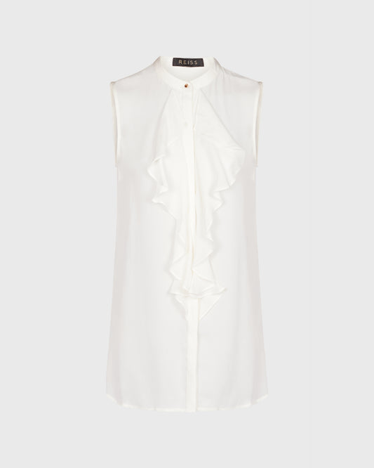Reiss Ruffle Collar Sleeveless Shirt
