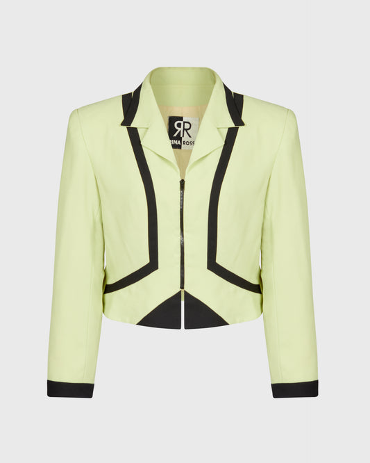 Rina Rossi Black Paneled Zip-Up Blazer