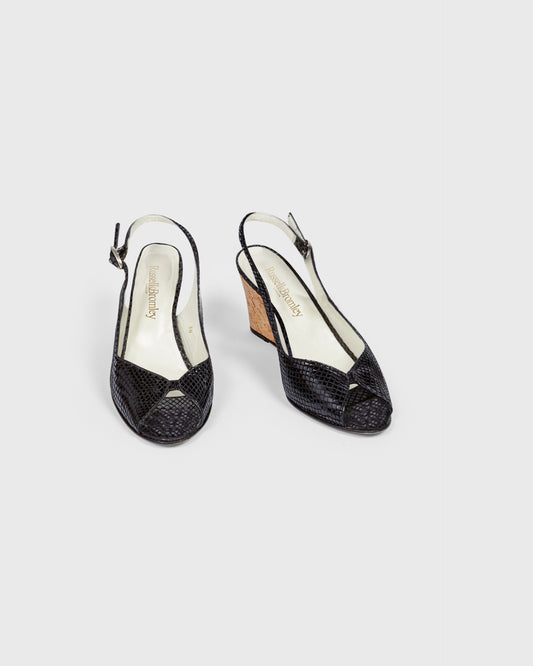 Russell & Bromley Snake Effect Cork Wedges