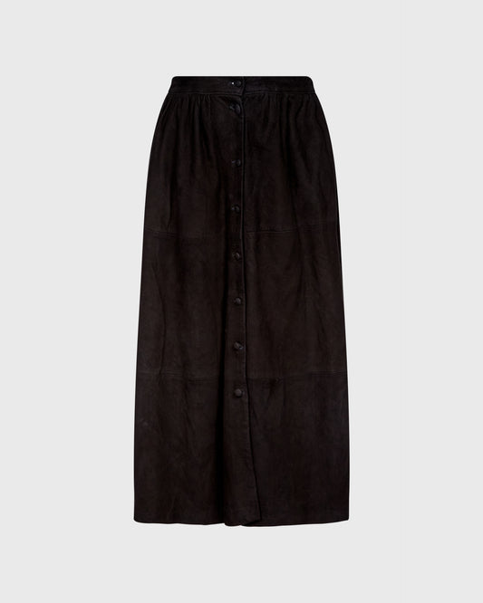 Silver Threads Button Down Suede Midi Skirt