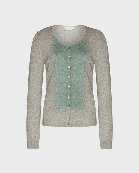 Turnover Light Cardigan With Green Gradient