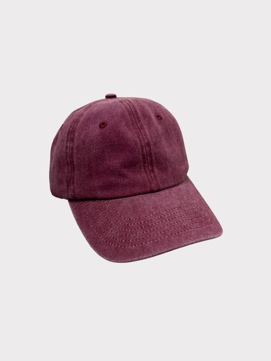 Plain Faded Red Denim Baseball Cap