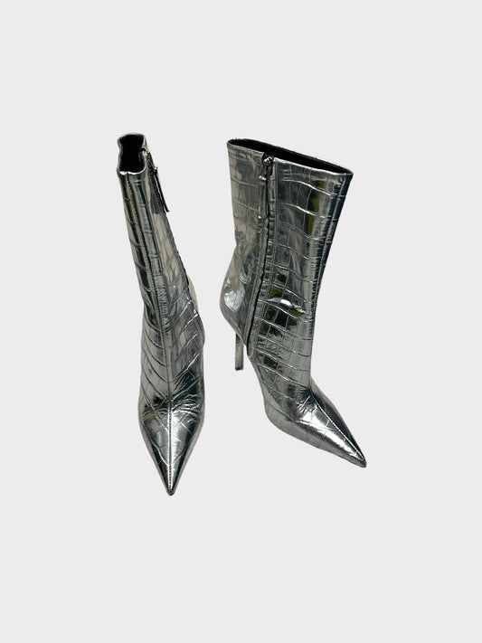 Lamara Faux Croc Print Ankle Boots