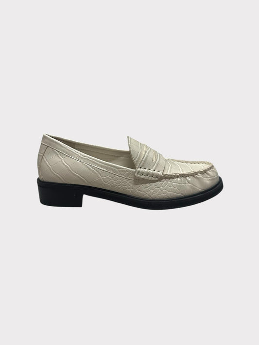 Topshop Off White Croc Effect Loafers
