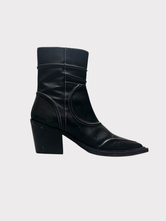 ASOS Design Cuban Heel Black Leather Boots