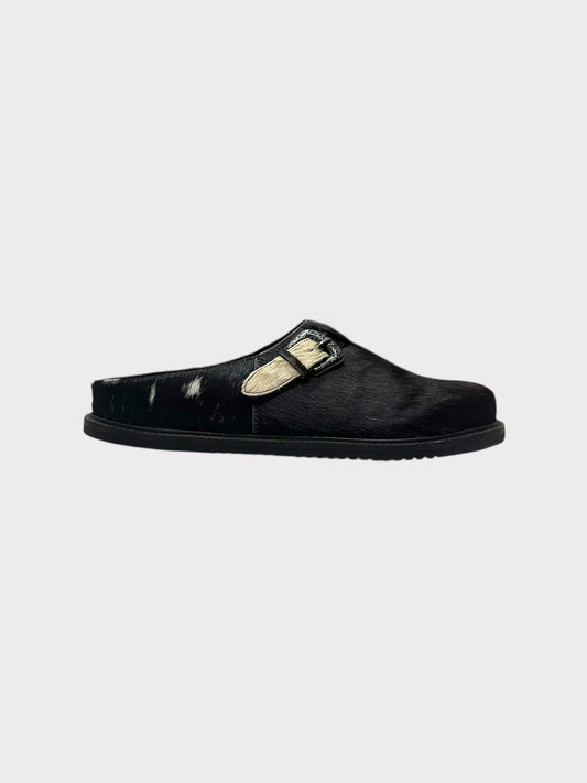 ASOS Design Cow Hair Slip on Mule Clogs with Buckle