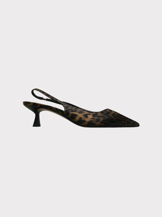ASOS Design Kitten Heel Point Leopard Sling Backs