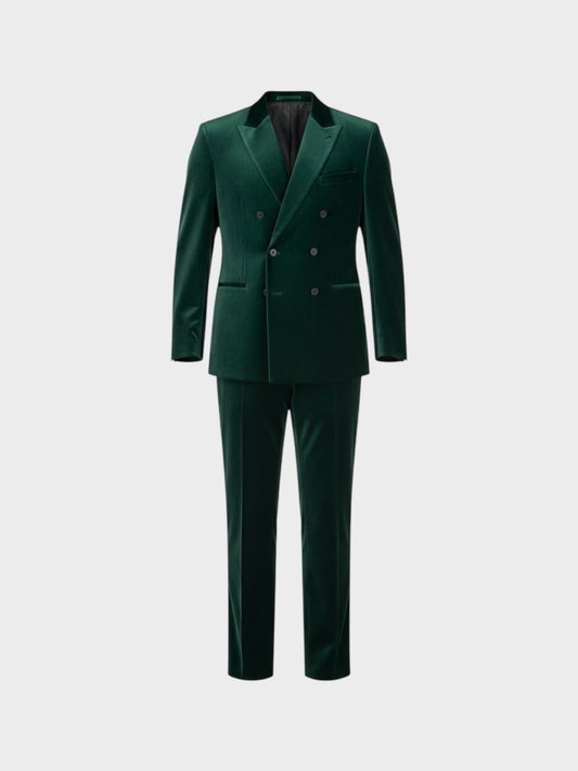 ASOS Design Dark green velvet double breasted suit