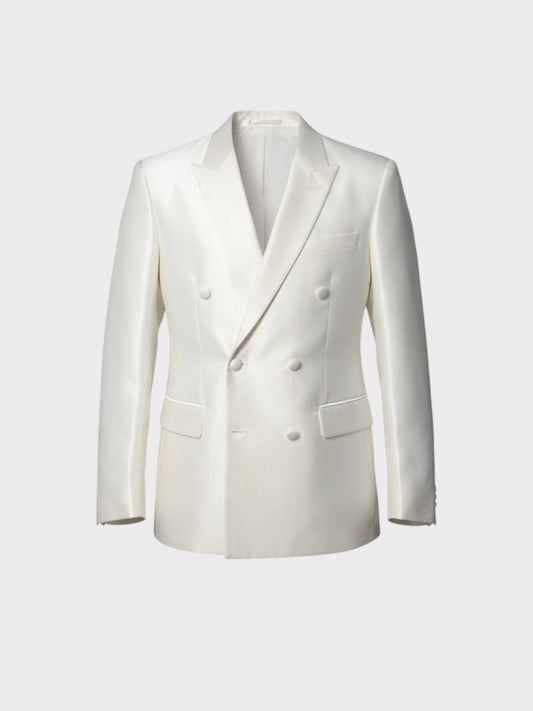 TOPMAN Off White Tuxedo Double Breasted Blazer