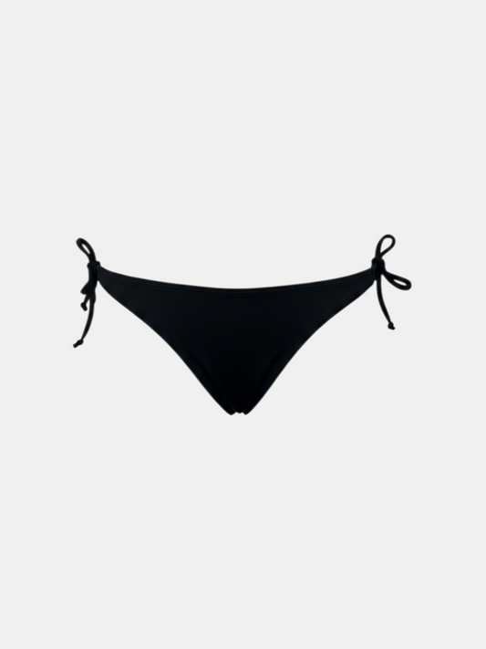 THE FASHION LIBRARY black bikini tie bottoms with adjustable side strings for a customizable fit