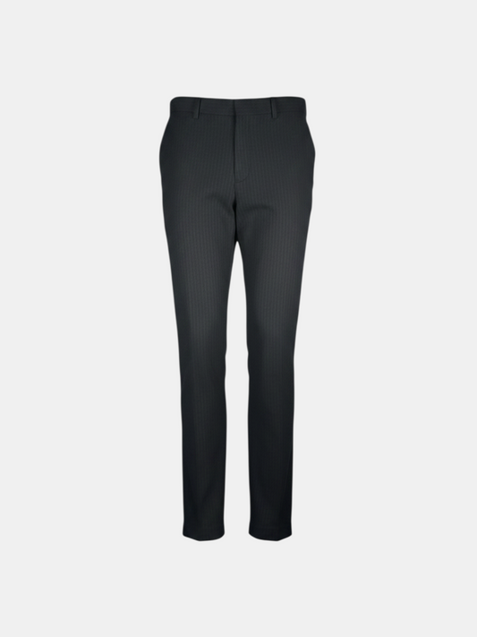 THE FASHION LIBRARY Zara Man black waffle texture slim fit chinos with a subtle pinstripe pattern
