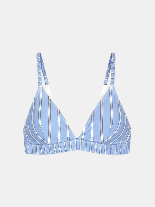 THE FASHION LIBRARY blue and white striped bralet with adjustable straps and elasticated underband