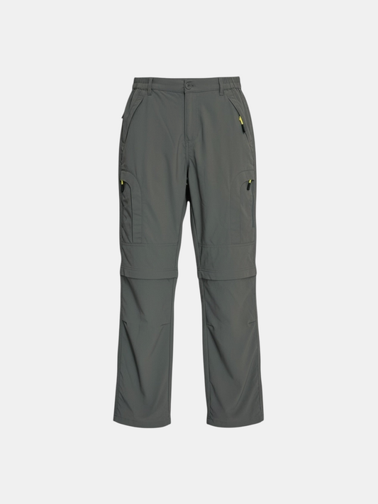 THE FASHION LIBRARY grey hiking trousers with zip-off legs to convert into shorts and multiple utility pockets