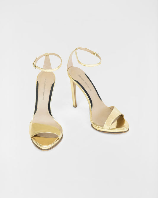 Zara Metallic Strappy Sandals