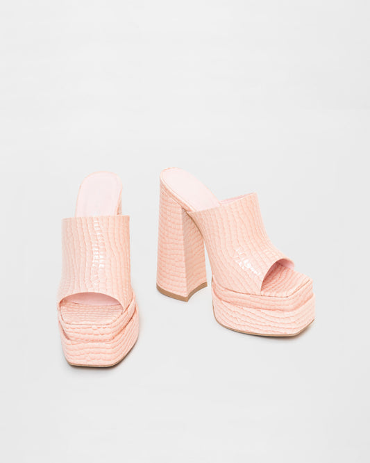 Daisy Street Croc’ Platform Mules