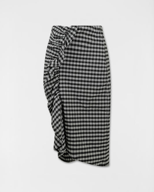 Zara Gingham Ruffle Pencil Skirt